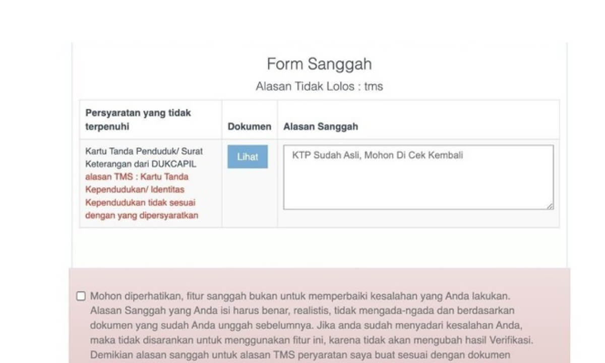 Contoh Kalimat Sanggah PPPK Sekolah Rakyat Akibat TMS