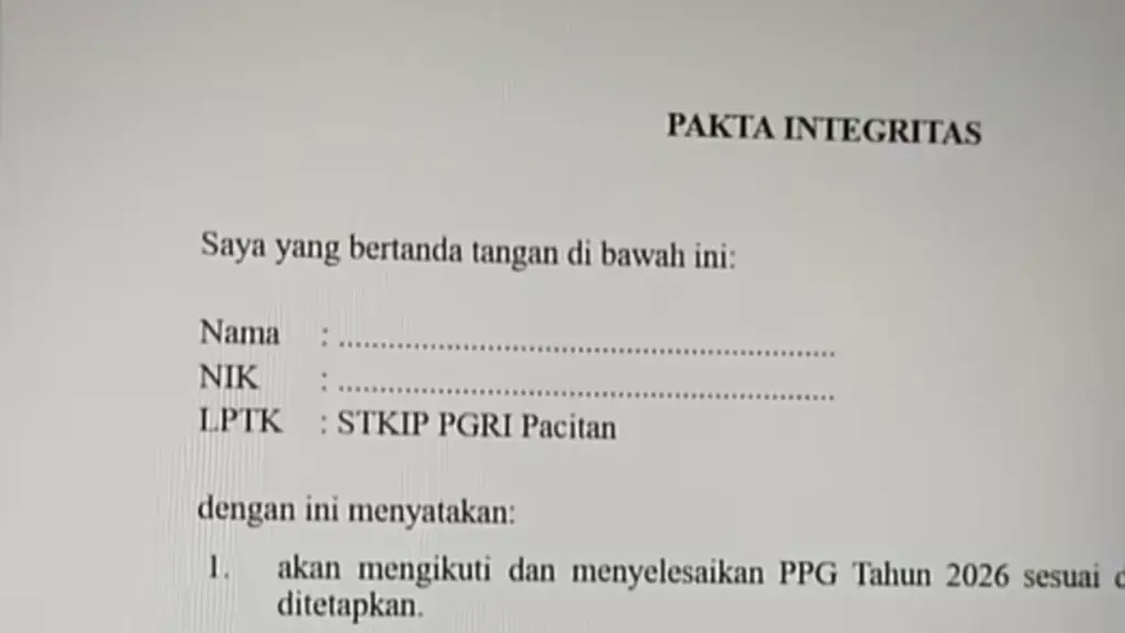 Pakta Integritas PPG