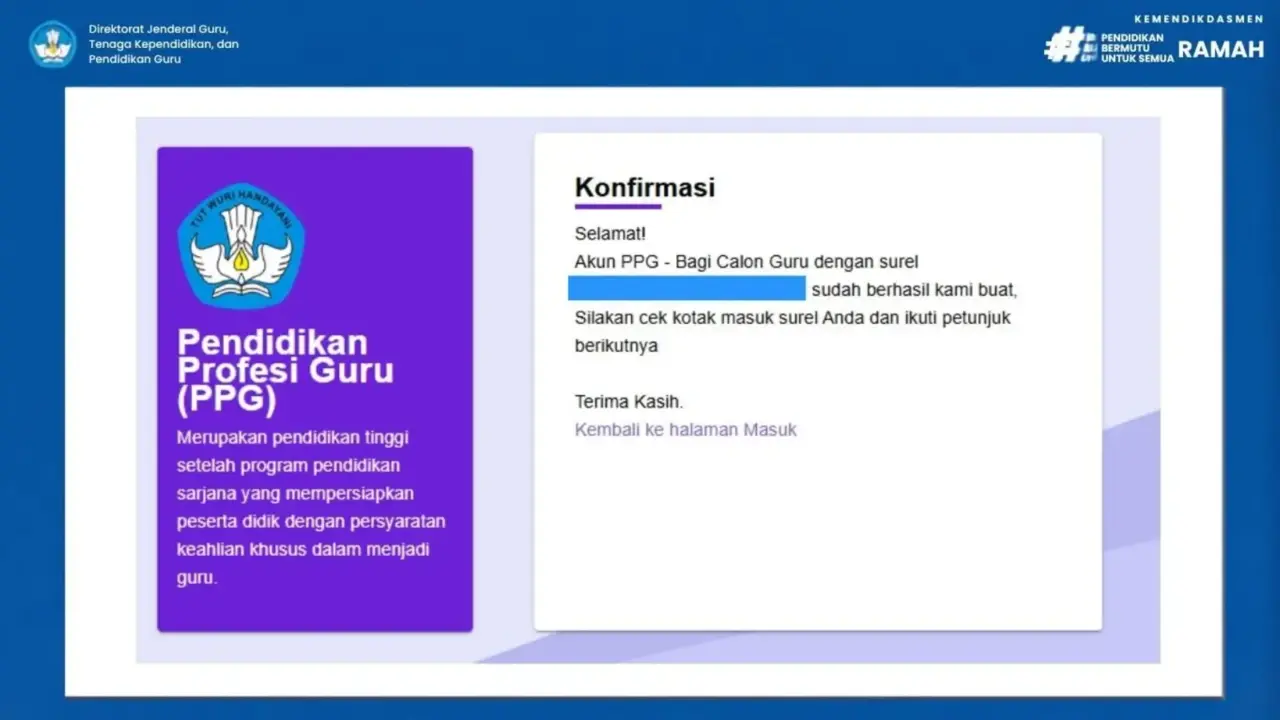 Solusi Email Verifikasi Pendaftaran Akun PPG yang tidak masuk