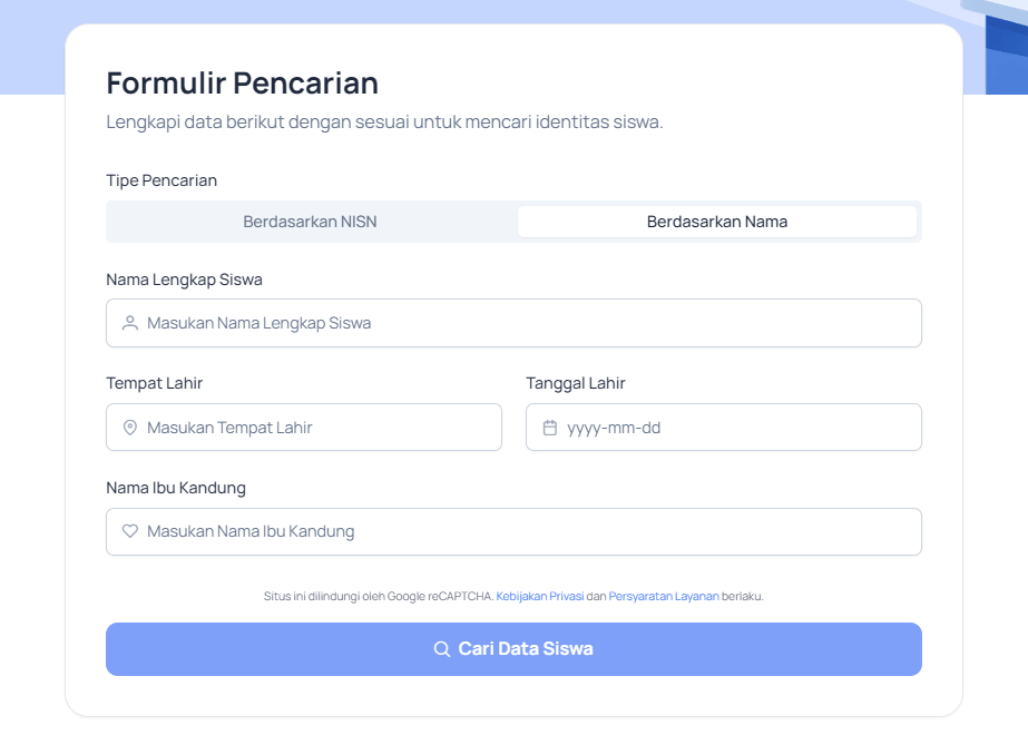 Cara Cek Data NISN Secara Online Berdasarkan Nama