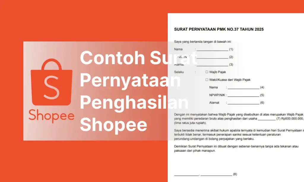 Contoh Surat Pernyataan Penghasilan Shopee 2026
