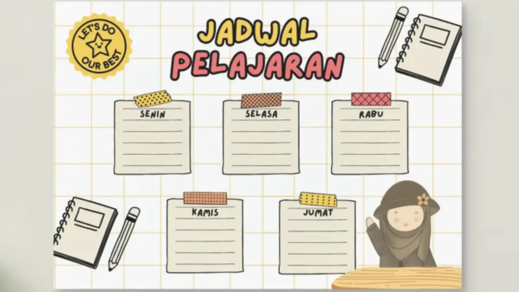 Jadwal Pelajaran di Canva yang Aesthetic