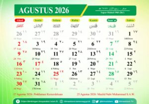 Kalender Agustus 2026 Beserta Daftar Tanggal Merah dan Long Weekend