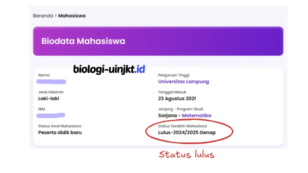 Keterangan Status Mahasiswa lulus di PDDikti