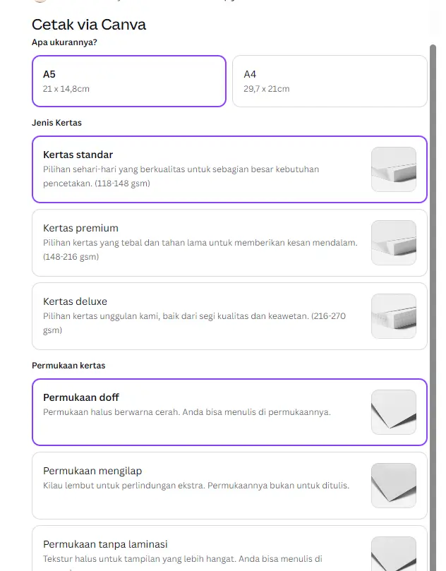 Pengaturan Cetak Print Jadwal Pelajaran di Canvca