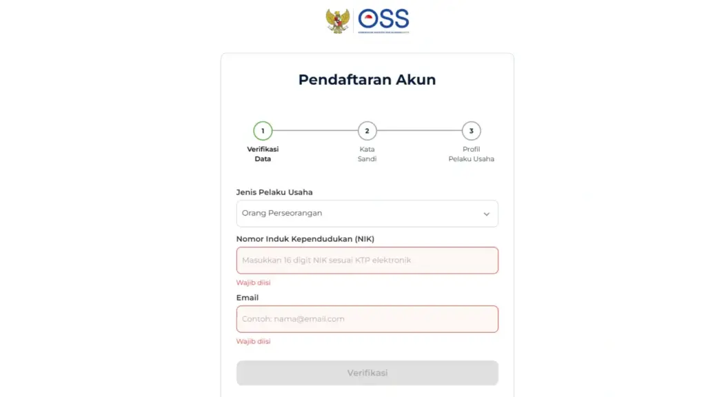 Portal Pendaftaran di oss.go.id