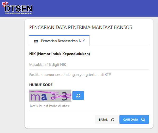 Tampilan Cek Bansos Kemensos Go Id