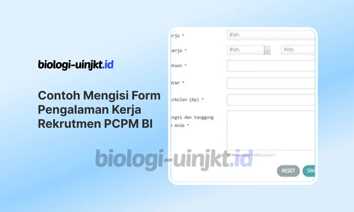 Contoh Mengisi Form Pengalaman Kerja Rekrutmen PCPM BI