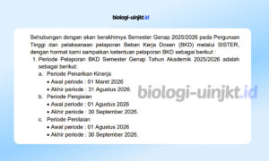 Jadwal Pelaporan BKD di Sister Semester Genap 2025/2026