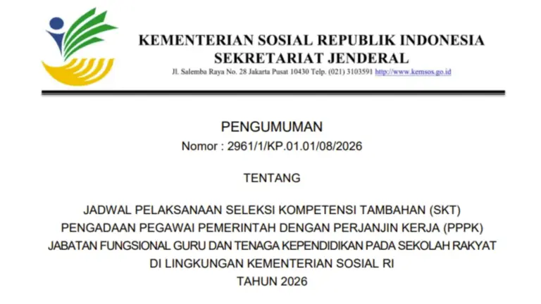 Jadwal SKT PPPK Sekolah Rakyat 2026 PDF