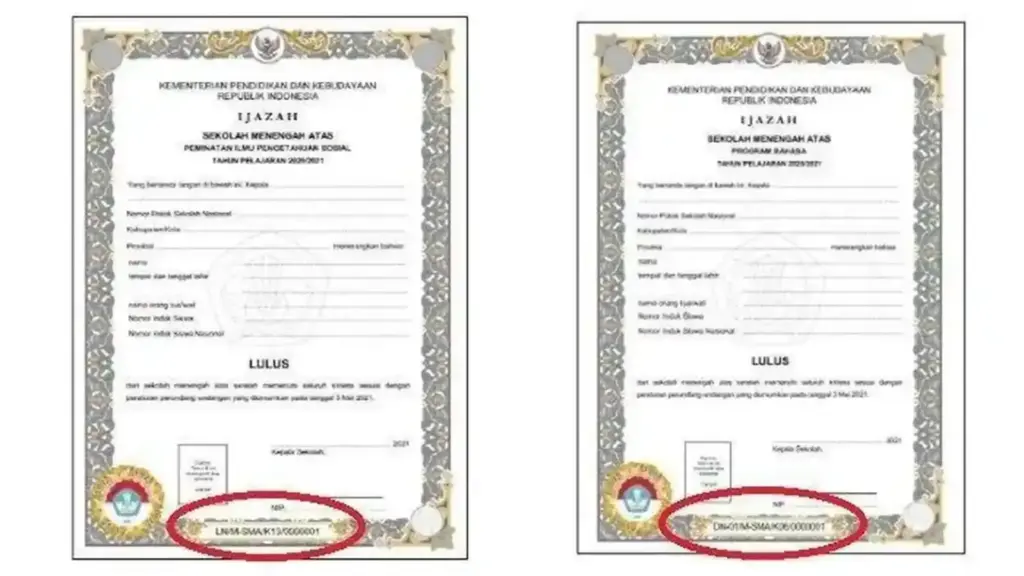 Letak Nomor Ijazah SD SMP SMP