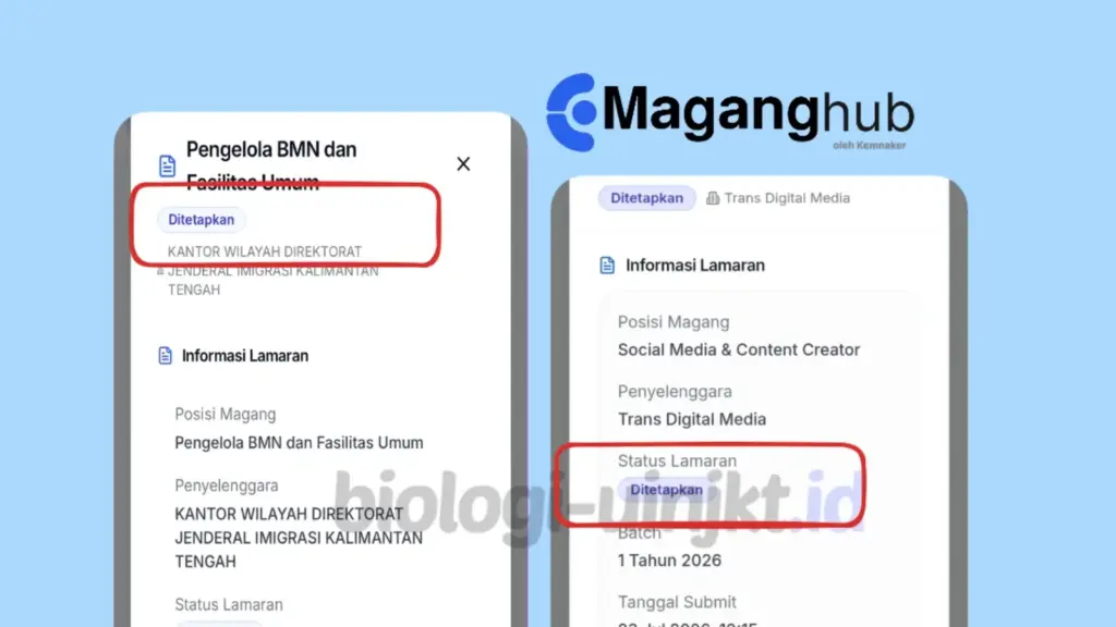 Tampilan Peserta Lolos MagangHub 2026 Batch 1